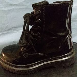 Black Patent Leather Goth Boots for Girls